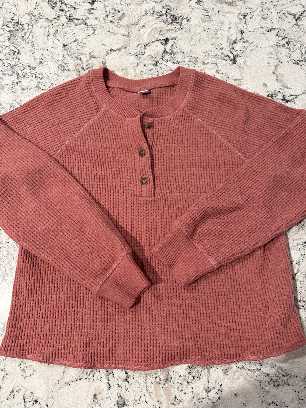 Old Navy Waffle Henley Sweater - Rose